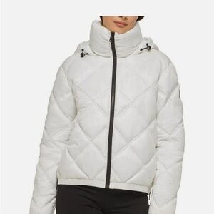Kenneth Cole New York Cire White Hooded Puffer Jacket